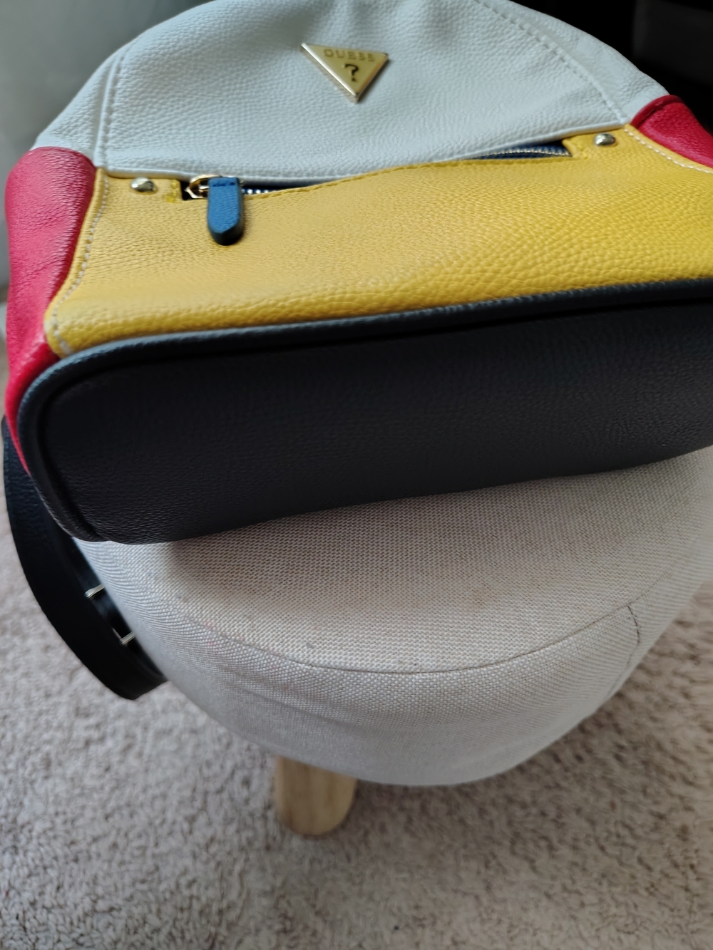 GUESS Colorblock Mini Backpack – White, Yellow & Red - Picture 5 of 5